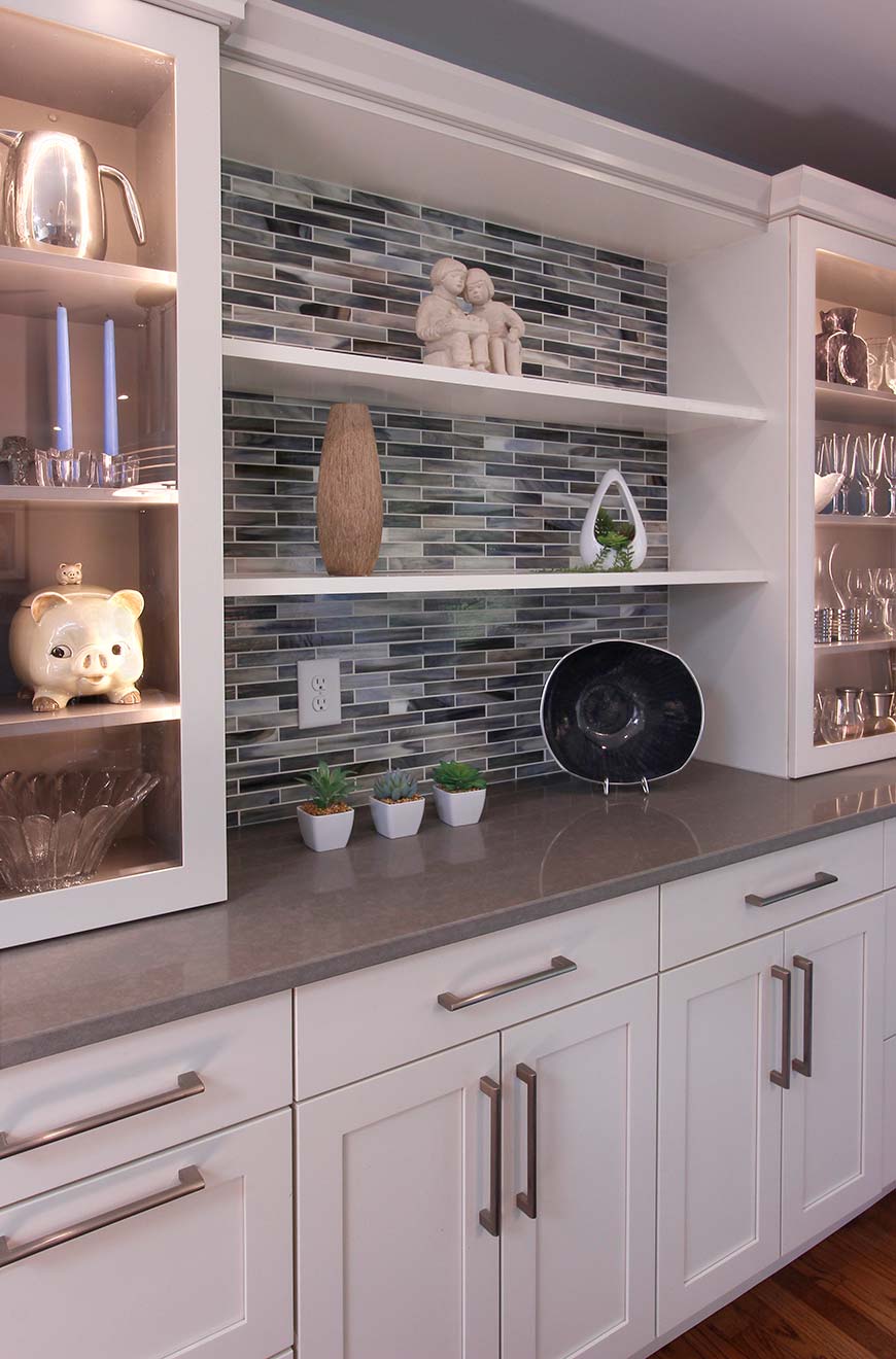 Chapel Hill Transistional Modern Grey Tones Kitchen Design and Remodel - Living Room Built ins